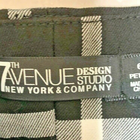 7th Avenue Womens Sz 6 P Black White Window Pane Pants Dress Pants 15 waist layi - Picture 3 of 3